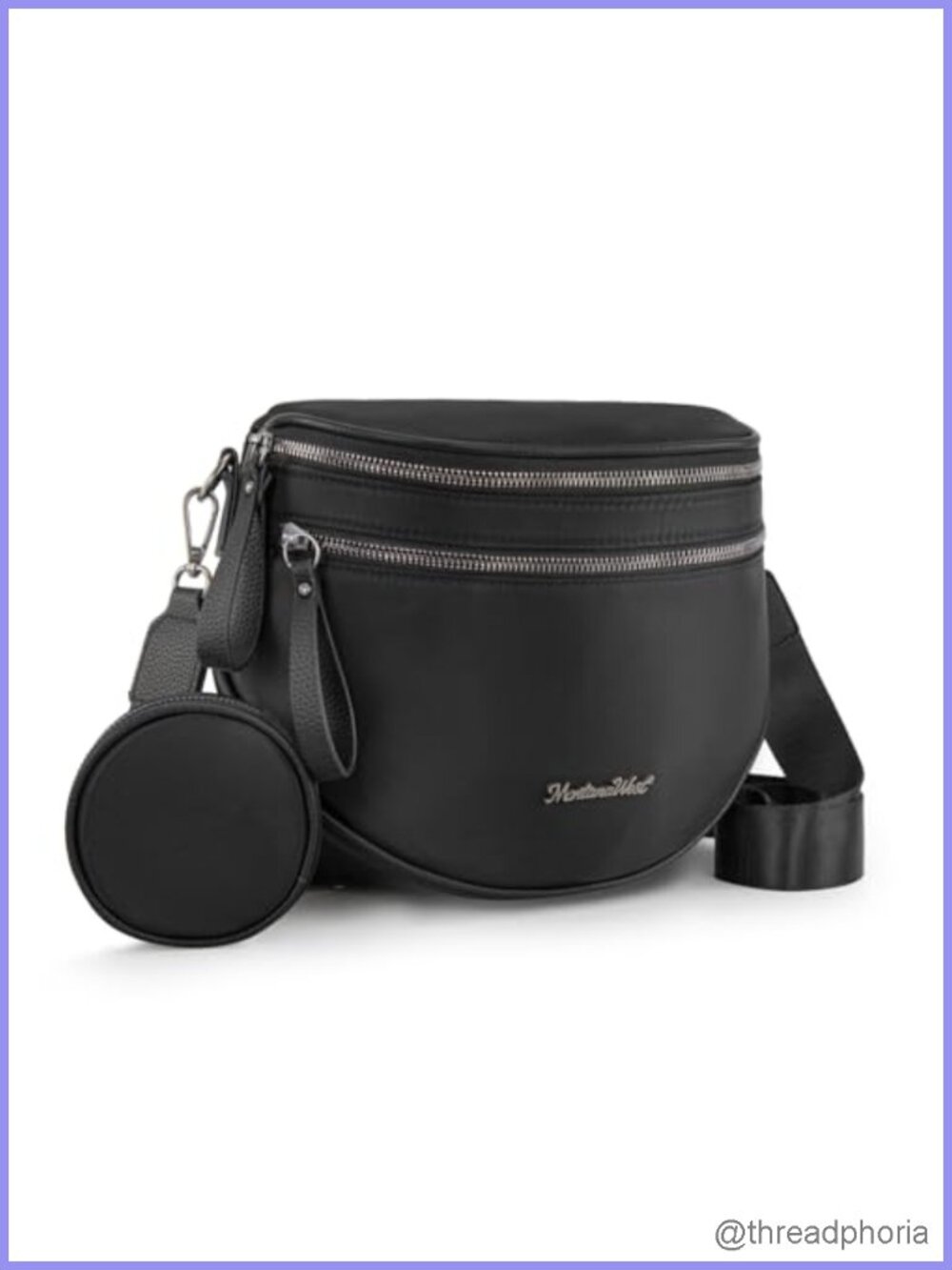 Large Nylon Crossbody Sling Bum Bag with Detachable Coin Pouch